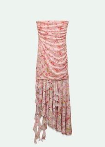 ZARA Ruched Floral Tube Dress