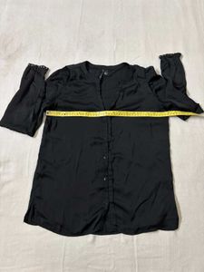 Black Mango V-Neck Blouse