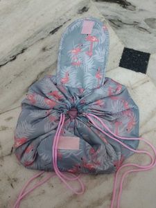 Flamingo Print Drawstring Makeup Bag