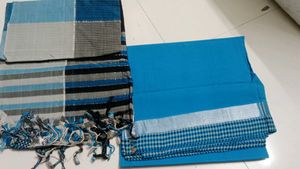 Blue Cotton Kurta with Dupatta unstitched