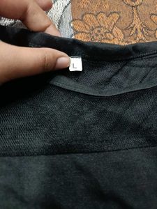 Black Sheer Sleeve T-Shirt