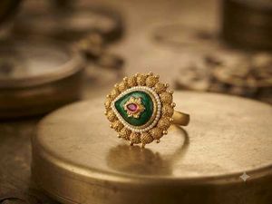 Elegant Emerald &amp; Gold Statement Ring