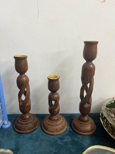 Wooden Candle Holders Set of 3