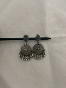 Boho Silver Jhumka Earrings