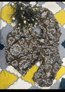 Brown Floral Print top