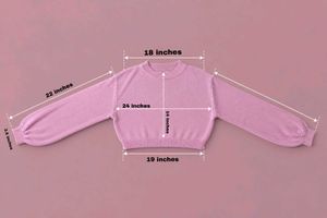 SOFT PINK CROPPED CREW NECK KNIT SWEATER