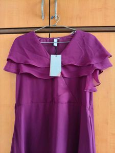New Elegant Purple Ruffle Dress