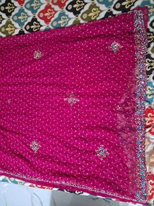 y2k style stunning Fuchsia Embroidered Saree 💗
