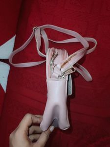 Peach Colour Hand Bag And Sling Also