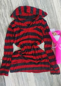 Striped Hooded Top,has little bit flaw as shown