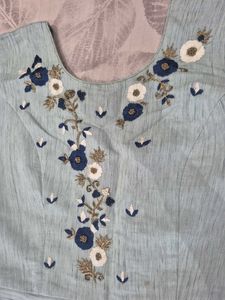 Light Blue Tiered Embroidered Gown