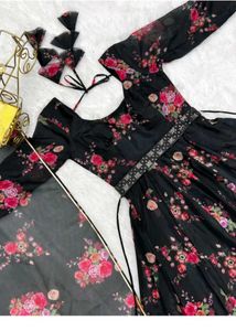 Floral Print Anarkali Gown