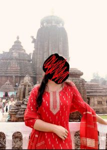 Red Printed Kurta Set♥️👽