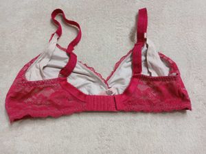 Lace Trim Pink Bra
