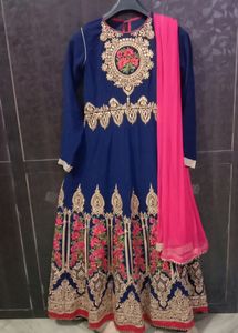 Party Wear Pink And Blue Gown
