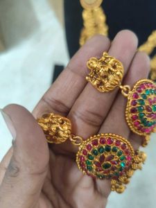 Exquisite Gold Plated Temple Jewellery Set