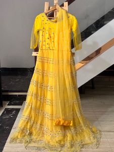 New Like Stunning Yellow Embellished Gown