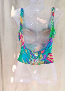 Vibrant Tropical Print Crop Top