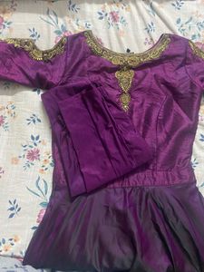 Elegant Purple Embroidered Anarkali Gown