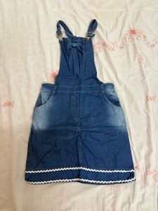 Cute Denim Pinafore Dress with Bow