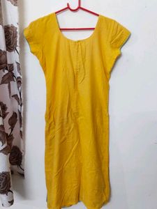 Yellow Leaf Print Kurta