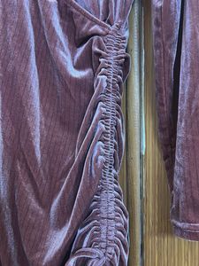 Velvet Wrap Dress with Ruched Side
