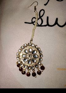 Red Kundan Set With Tika
