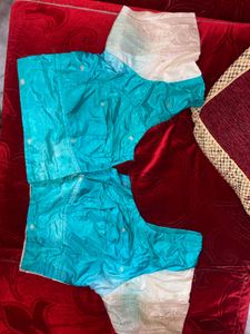 Beautiful Turquoise Saree with Tassels