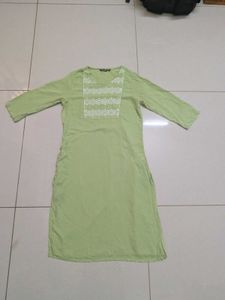 Lime Green Embroidered Kurta