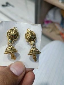 Golden Jhumka Earrings