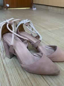 Strappy Lace-Up Block Heels