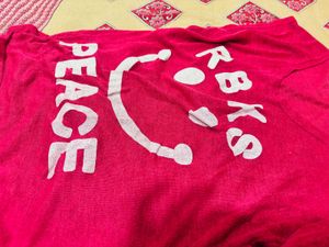 Pink Smiley Face "RBKS PEACE" T-Shirt