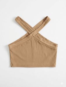 Ribbed Halter Neck Crop Top