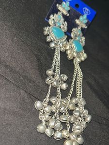 sky blue  Peacock Dangle Earrings
