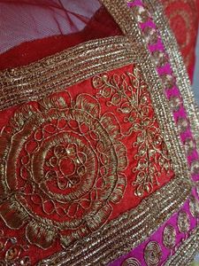 Red Dupatta with Golden Border