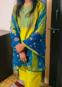 yellow colour kurti set