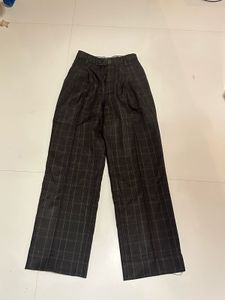 Korean Plaid Wide-Leg Trousers