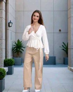 Shein Elegant White Wrap Top