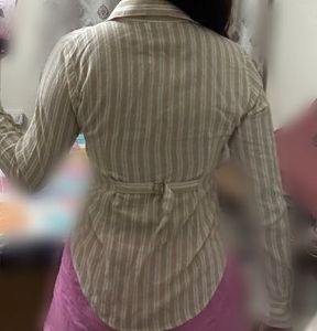 Adjustable Striped Button-Down Shirt