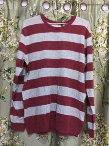 Jean pascal Striped Maroon and Grey Pullover