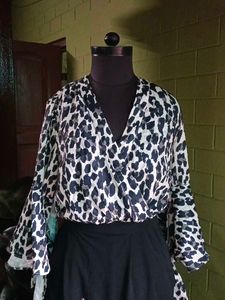 Leopard Print Wrap Top