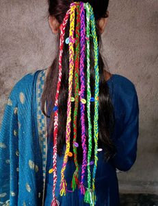 Colorful Braided Hair Bun Wrap