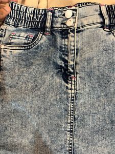Acid Wash Denim Skirt