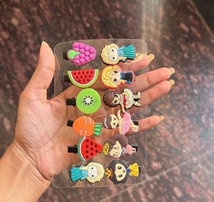 12 pcs Cute Fruit & Princess Hair Clips Set