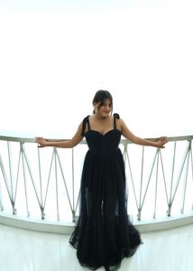 Elegant Black Tulle Corset Dress