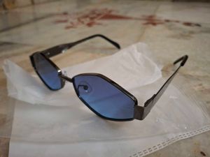 Unique Hexagonal Blue Lens Sunglasses