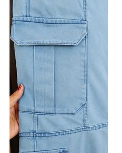 Light Wash Denim Cargo Pants