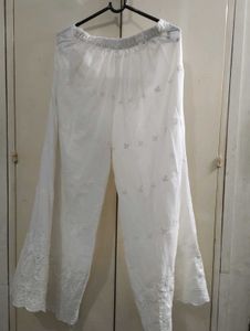 White Embroidered Palazzo Pants