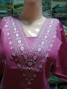 V Neck Embroidery Work Kurti