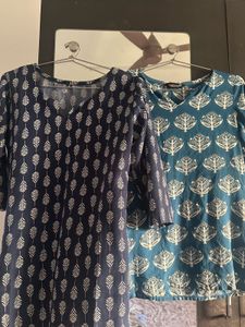 Set of 2 Printed Cotton Kurtas